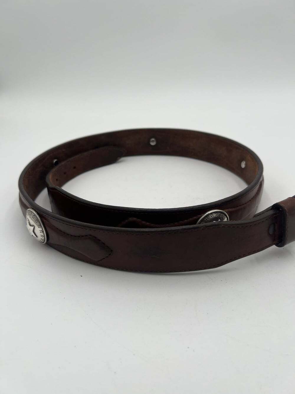Justin 1638D Leather Western Belt Size 40 Cowboy Bull Rider Concho Brown - Picture 13 of 14